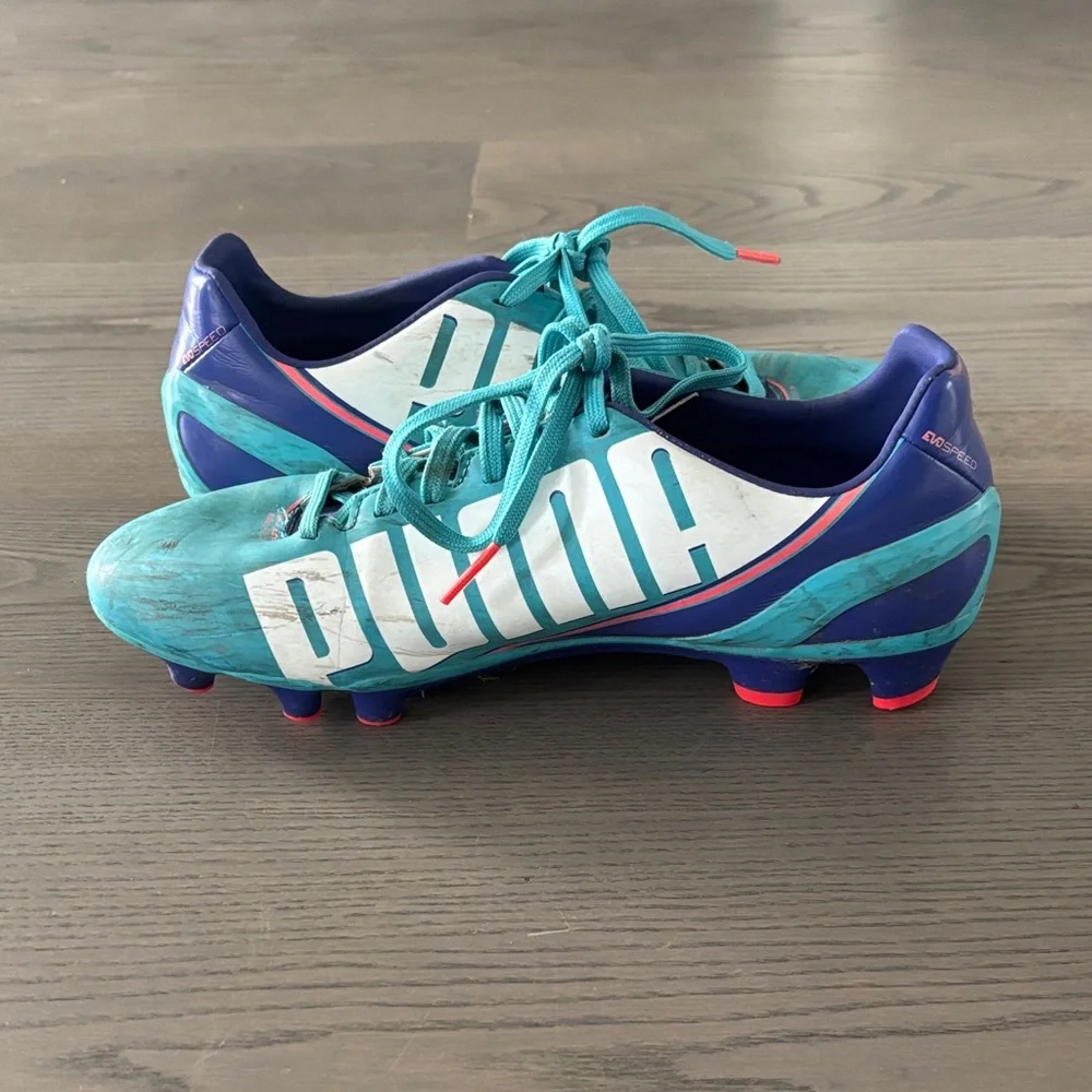 Puma Kids Teal White Athletic Sneakers - Picture 3 of 4